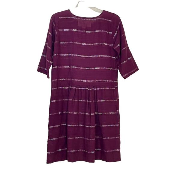 Ace & Jig Arbor Mini Dress Incense Deep Purple Metallic Rainbow Thread Stripe XS - Picture 4 of 11